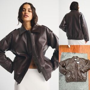 Abercrombie & Fitch Vegan Leather Bomber Jacket